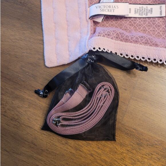 Victoria’s Secret Dream Angels Lace Bustier 32DD Dusty Rose Scalloped Trim NWT - Picture 7 of 13